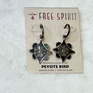 Peyote Bird Sterling Silver Floral Drop Earrings Southwestern Boho Santa Fe
